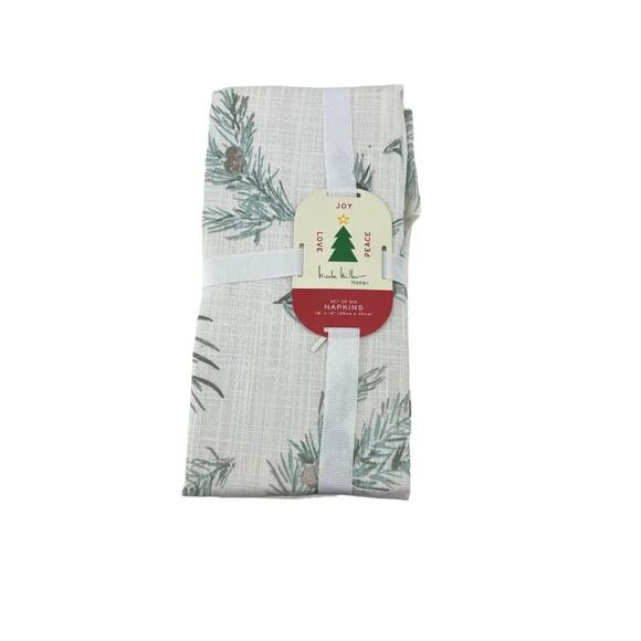 Nicole Miller Dinner Napkins Peace Love Joy Cotton Holiday Christmas Set of 6 - Picture 1 of 4